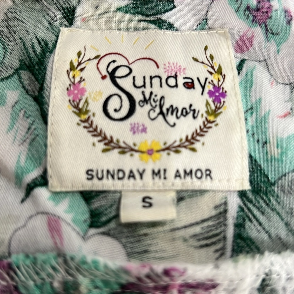 Sunday Mi Amor Tropical Floral Maxi Dress Small Boho Resort Rayon - Picture 9 of 13